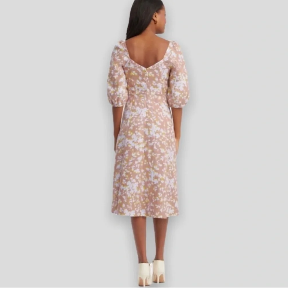 Draper James June Dress Shadow Floral Linen White Tan Yellow XS or 0 - Picture 16 of 17